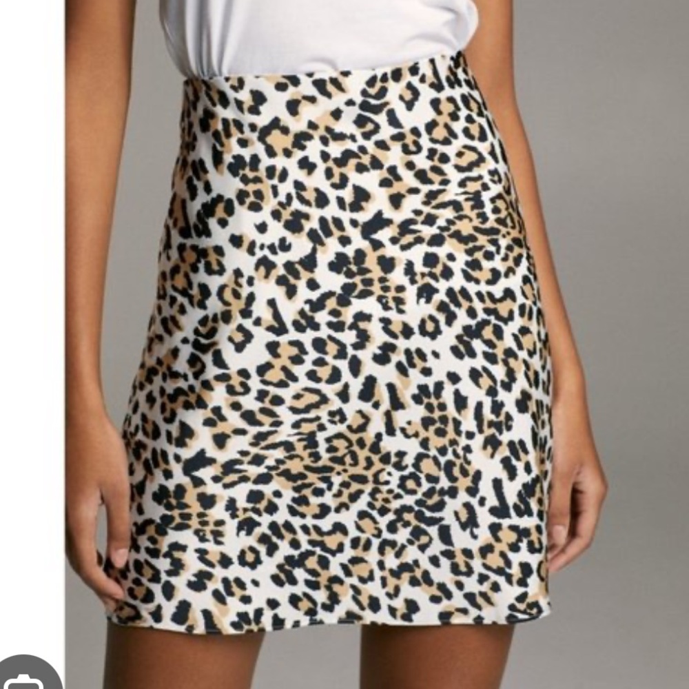 Aritzia Leopard Print Mini Skirt in White, Tan, Black